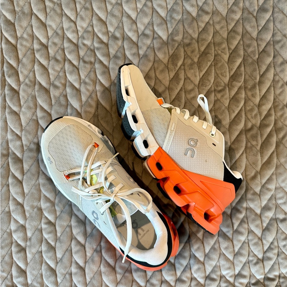 On Running Cloudnova Athletic Shoes in Beige, Red & White - Picture 3 of 7